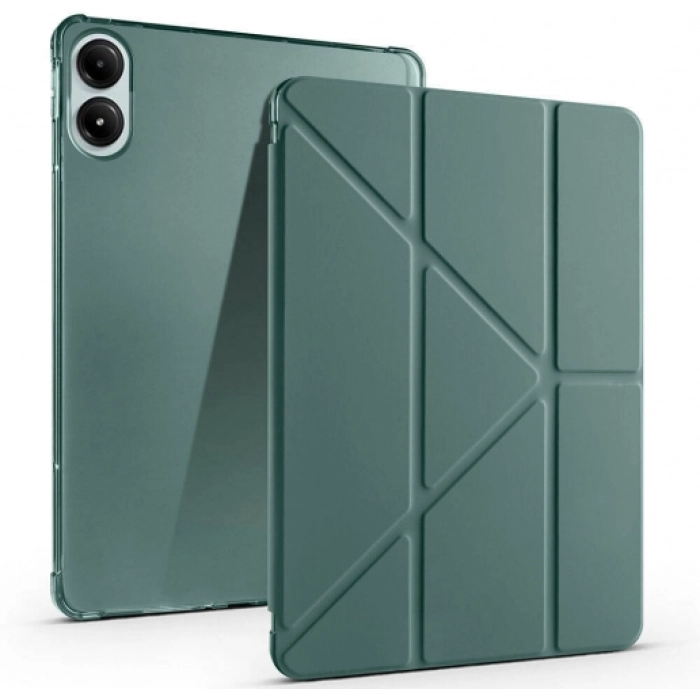 Xiaomi Redmi Pad Pro Tablet Kılıfı Standlı Tri Folding Kalemlikli Silikon Smart Cover - Koyu Yeşil