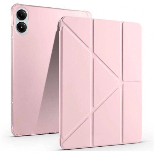 Xiaomi Redmi Pad Pro Tablet Kılıfı Standlı Tri Folding Kalemlikli Silikon Smart Cover - Rose Gold