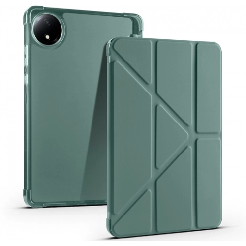 Xiaomi Redmi Pad SE 8.7 Tablet Kılıfı Standlı Tri Folding Kalemlikli Silikon Smart Cover - Koyu Yeşil