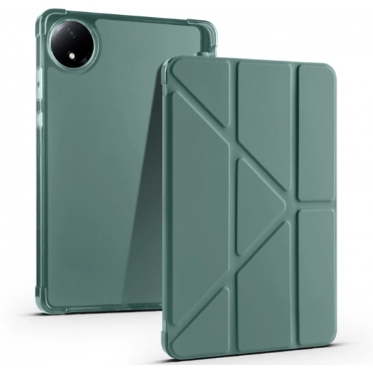 Xiaomi Redmi Pad SE 8.7 Tablet Kılıfı Standlı Tri Folding Kalemlikli Silikon Smart Cover - Koyu Yeşil