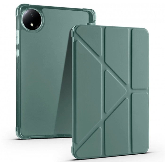 Xiaomi Redmi Pad SE 8.7 Tablet Kılıfı Standlı Tri Folding Kalemlikli Silikon Smart Cover - Koyu Yeşil