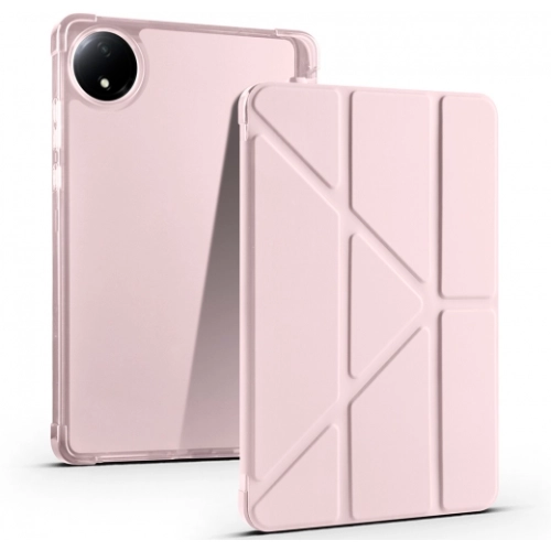 Xiaomi Redmi Pad SE 8.7 Tablet Kılıfı Standlı Tri Folding Kalemlikli Silikon Smart Cover - Rose Gold