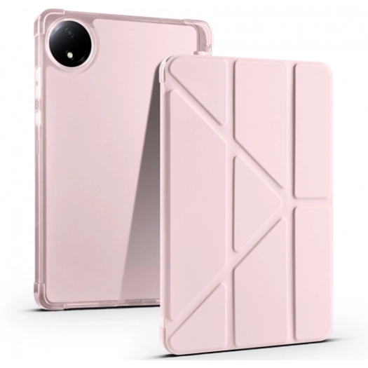 Xiaomi Redmi Pad SE 8.7 Tablet Kılıfı Standlı Tri Folding Kalemlikli Silikon Smart Cover - Rose Gold