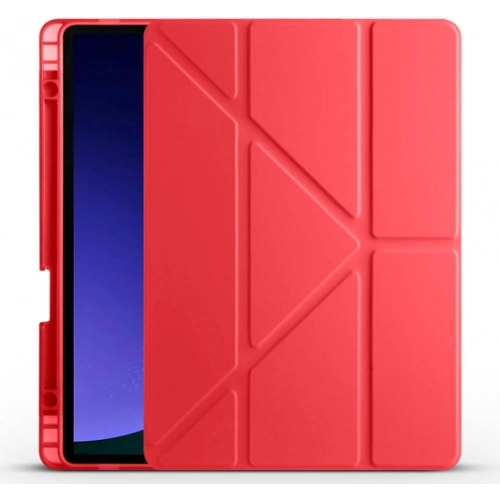 Xiaomi Redmi Pad SE Kılıf Standlı Tri Folding Kalemlikli Silikon Smart Cover - Kırmızı