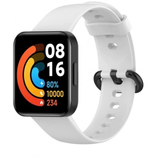 Xiaomi Redmi Watch 2 Lite Klasik Kordon Renkli Delikli Yumuşak Silikon Kordon  - Beyaz