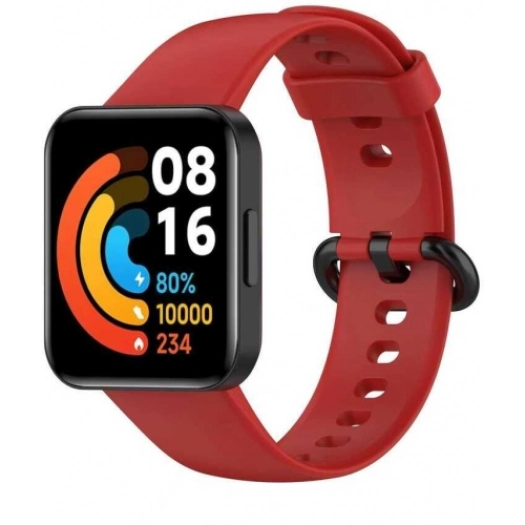 Xiaomi Redmi Watch 2 Lite Klasik Kordon Renkli Delikli Yumuşak Silikon Kordon  - Kırmızı