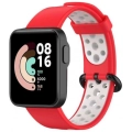 Xiaomi Redmi Watch 2 Lite Kordon Spor Silikon Delikli KRD-02 - Kırmızı-Beyaz