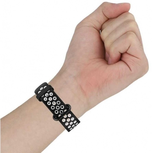 Xiaomi Redmi Watch 2 Lite Kordon Spor Silikon Delikli KRD-02 - Mavi-Beyaz