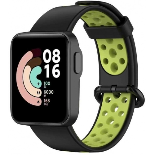 Xiaomi Redmi Watch 2 Lite Kordon Spor Silikon Delikli KRD-02 - Siyah-Yeşil