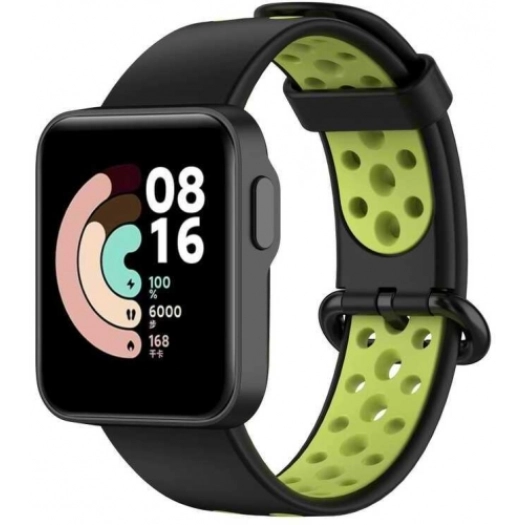 Xiaomi Redmi Watch 2 Lite Kordon Spor Silikon Delikli KRD-02 - Siyah-Yeşil