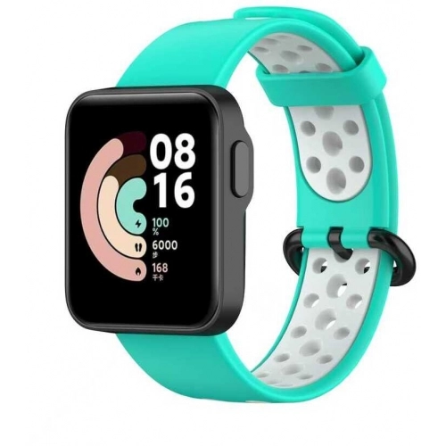 Xiaomi Redmi Watch 2 Lite Kordon Spor Silikon Delikli KRD-02 - Yeşil-Beyaz