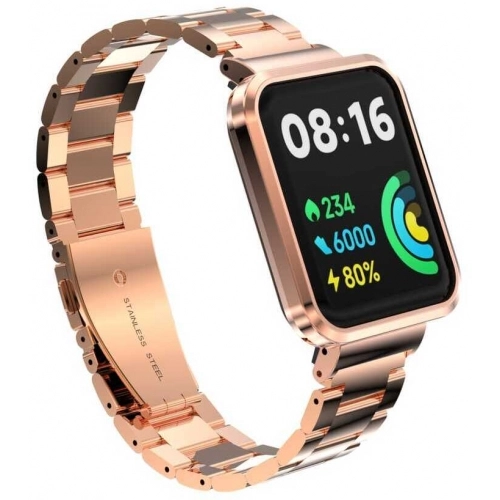 Xiaomi Redmi Watch 2 Lite Metal Kordon Klipsli Renkli KRD-60 - Rose Gold
