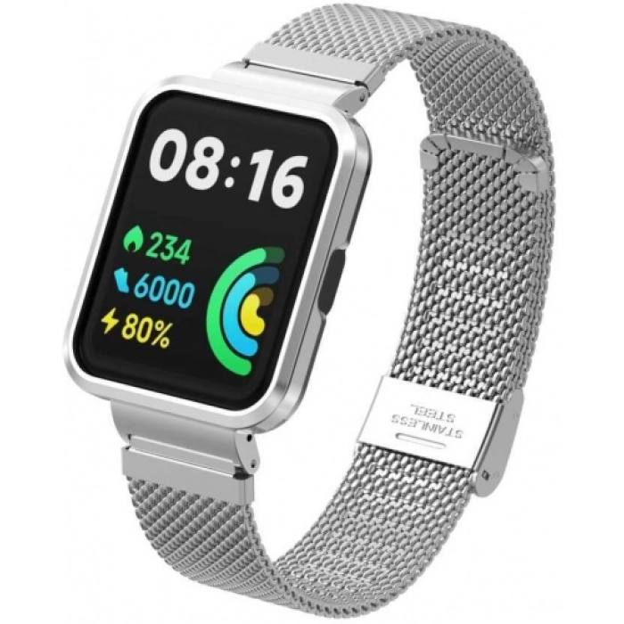 Xiaomi Redmi Watch 2 Lite Metal Örgülü Klipsli Kordon KRD-66 - Gümüş
