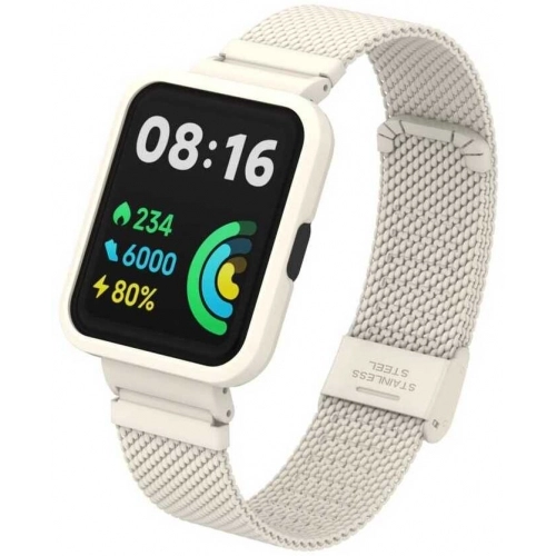 Xiaomi Redmi Watch 2 Lite Metal Örgülü Klipsli Kordon KRD-66 - Krem