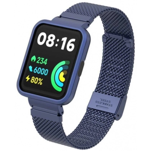Xiaomi Redmi Watch 2 Lite Metal Örgülü Klipsli Kordon KRD-66 - Lacivert