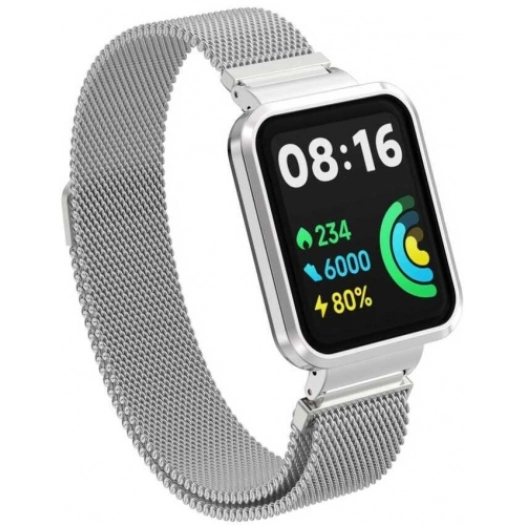 Xiaomi Redmi Watch 2 Lite Metal Örgülü Mıknatıslı Kordon KRD-58 - Gümüş