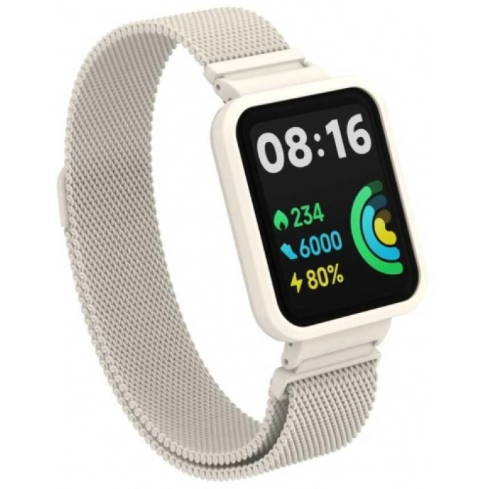 Xiaomi Redmi Watch 2 Lite Metal Örgülü Mıknatıslı Kordon KRD-58 - Krem