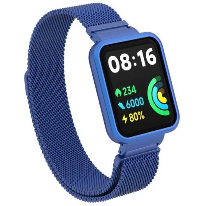 Xiaomi Redmi Watch 2 Lite Metal Örgülü Mıknatıslı Kordon KRD-58 - Mavi