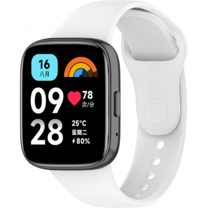 Xiaomi Redmi Watch 3 Active Klasik Kordon Renkli Delikli Yumuşak Silikon Kordon  - Beyaz