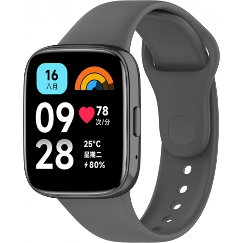 Xiaomi Redmi Watch 3 Active Klasik Kordon Renkli Delikli Yumuşak Silikon Kordon - Koyu Gri