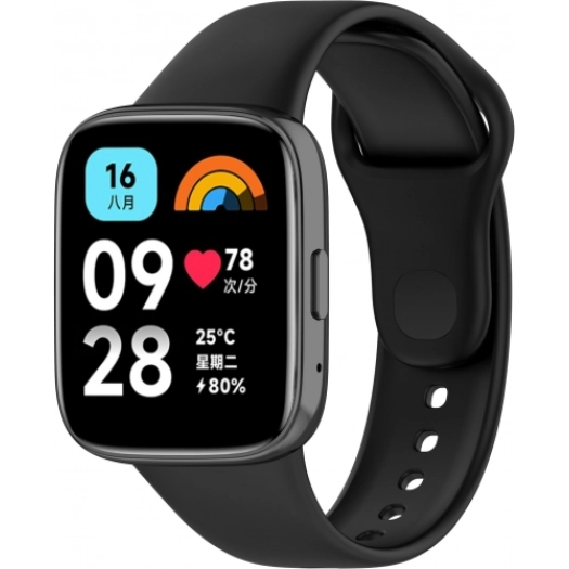 Xiaomi Redmi Watch 3 Active Klasik Kordon Renkli Delikli Yumuşak Silikon Kordon  - Siyah