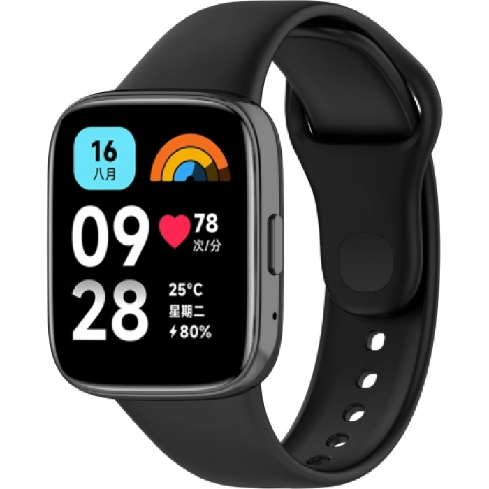 Xiaomi Redmi Watch 3 Active Klasik Kordon Renkli Delikli Yumuşak Silikon Kordon  - Siyah