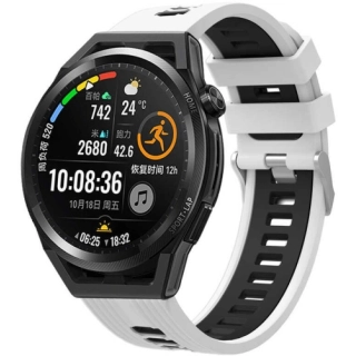 Xiaomi Redmi Watch 5 Active Kordon Metal Toka Tasarımlı Çift Renkli KRD-55 Silikon Kordon - Beyaz-Siyah