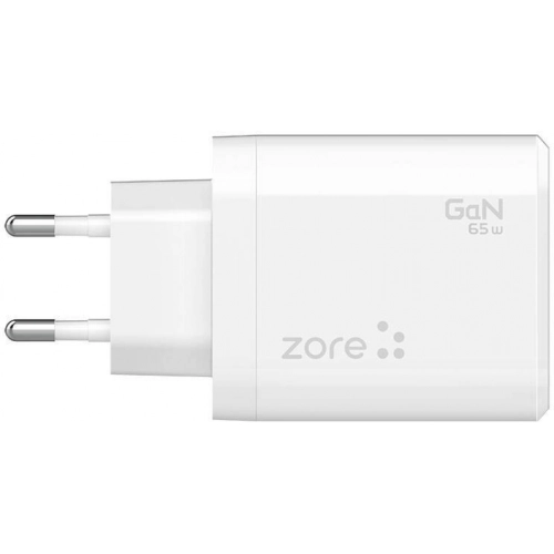 Zore Always-01 GaN Tech Type-C PD4.0 USB-A QC3.0 Hızlı Şarj Özellikli Seyahat Şarj Başlığı 65W - Beyaz