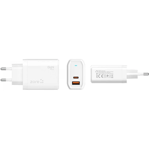 Zore Always-02 GaN Tech Type-C PD4.0 USB-A QC3.0 Hızlı Şarj Özellikli Seyahat Şarj Başlığı 45W - Beyaz