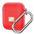 Zore Apple Airpods Kılıf Deri Tasarımlı Silikon Kapak - Kırmızı