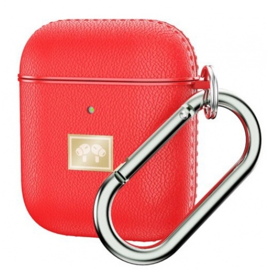 Zore Apple Airpods Kılıf Deri Tasarımlı Silikon Kapak - Kırmızı