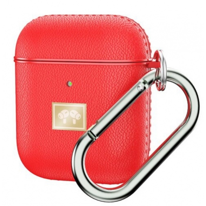 Zore Apple Airpods Kılıf Deri Tasarımlı Silikon Kapak - Kırmızı