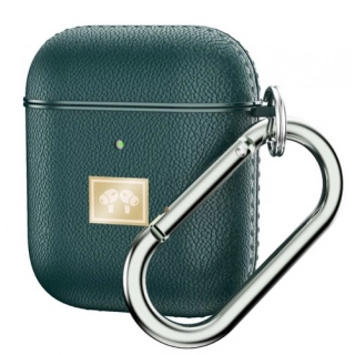 Zore Apple Airpods Kılıf Deri Tasarımlı Silikon Kapak - Koyu Yeşil