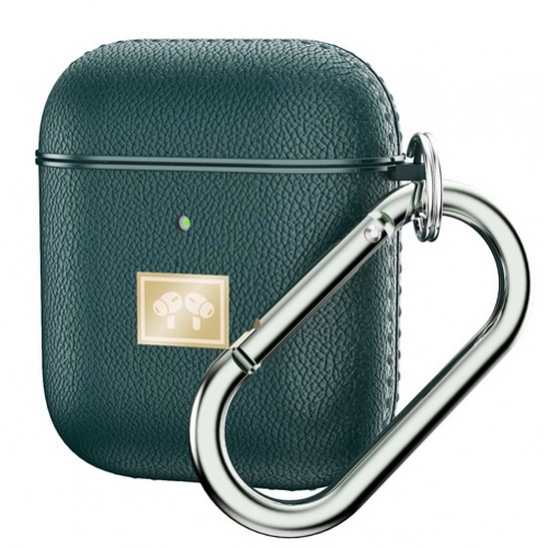 Zore Apple Airpods Kılıf Deri Tasarımlı Silikon Kapak - Koyu Yeşil