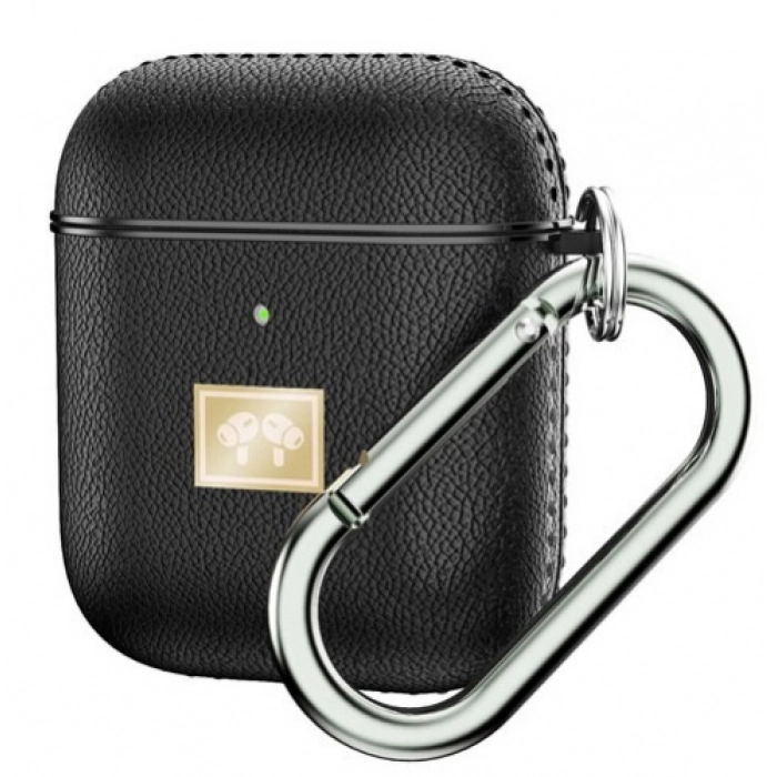 Zore Apple Airpods Kılıf Deri Tasarımlı Silikon Kapak - Siyah
