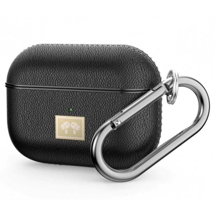 Zore Apple Airpods Pro Kılıf Deri Tasarımlı Silikon Kapak - Siyah