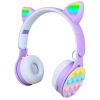 Zore B30 RGB Led Işıklı Kedi Kulağı Band Tasarımı Ayarlanabilir Katlanabilir Kulak Üstü Bluetooth Kulaklık - Mor
