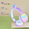 Zore B30 RGB Led Işıklı Kedi Kulağı Band Tasarımı Ayarlanabilir Katlanabilir Kulak Üstü Bluetooth Kulaklık - Mor