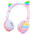 Zore B30 RGB Led Işıklı Kedi Kulağı Band Tasarımı Ayarlanabilir Katlanabilir Kulak Üstü Bluetooth Kulaklık - Pembe
