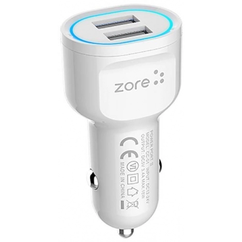 Zore CC-01 Hızlı Şarj Özellikli LED Işıklı Dual USB Araç Şarj Başlığı 18W
