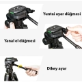 Zore DC-320 Telefon ve Kamera Tutucu Tripod Ayak 139 cm (Telefon Tutuculu) - Siyah