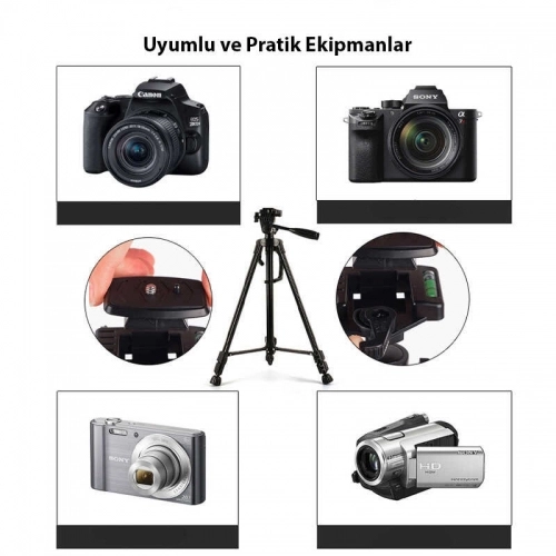 Zore DC-360 Telefon ve Kamera Tutucu Tripod Ayak 140 cm (Telefon Tutuculu) - Siyah