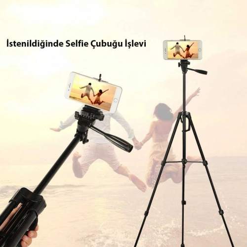 Zore DC-360 Telefon ve Kamera Tutucu Tripod Ayak 140 cm (Telefon Tutuculu) - Siyah