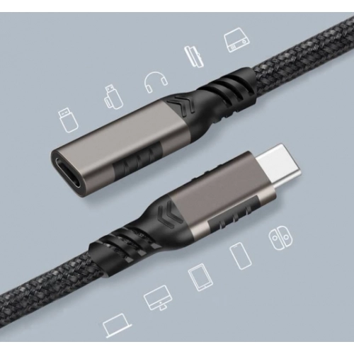 Zore Extension USB3.2 Type-C PD Uzatma Kablosu 100W 20Gbps 4K@60Hz 3 Metre