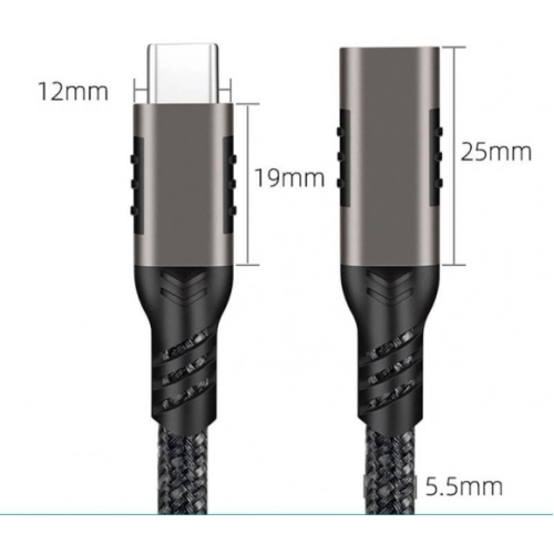Zore Extension USB3.2 Type-C PD Uzatma Kablosu 100W 20Gbps 4K@60Hz 3 Metre