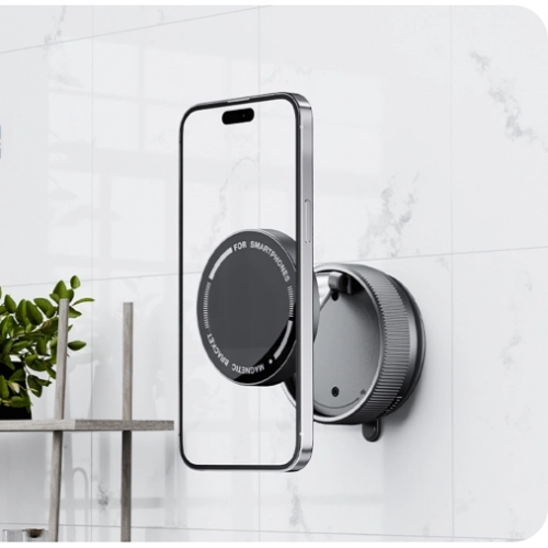 Zore K10A Vakum Özellikli 360 Derece Dönen Magnetik Telefon Tutucu - Siyah