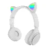 Zore M6 Pro Cat RGB Led Işıklı Kedi Kulağı Band Tasarımlı Ayarlanabilir ve Katlanabilir Kulak Üstü Bluetooth Kulaklık - Beyaz