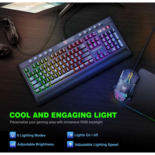 Zore Onikuma G21 RGB Oyuncu Klavye Mouse Seti - Siyah