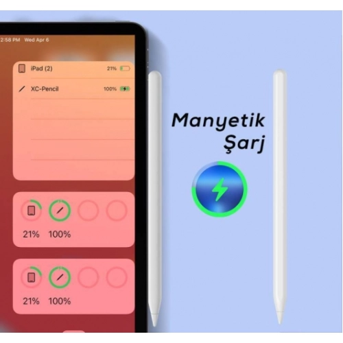 Zore Pencil 11 Palm-Rejection Magnetik Şarj ve Eğim Özellikli Dokunmatik Çizim Kalemi - Beyaz