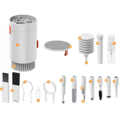 Zore Q20 20 in 1 Çok Fonksiyonlu Telefon Tablet Airpods Cihaz Temizleme Kiti - Beyaz